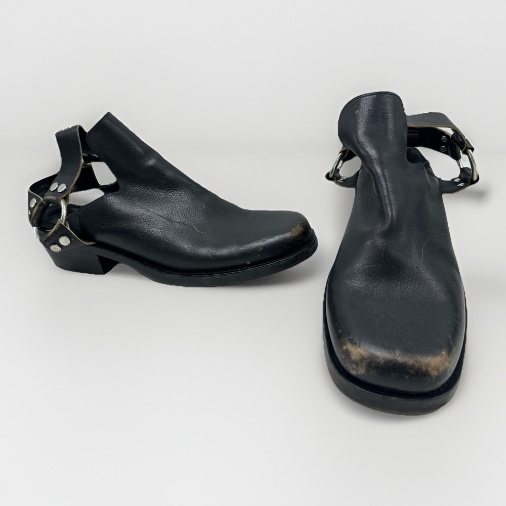 Balenciaga‎ Santiago Harness Mules Ankle Boots Size 44 Black Leather